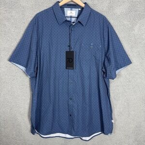 7 Diamonds Polo Shirt Mens 3XL Light Blue Performance Golf Stretch Geometric